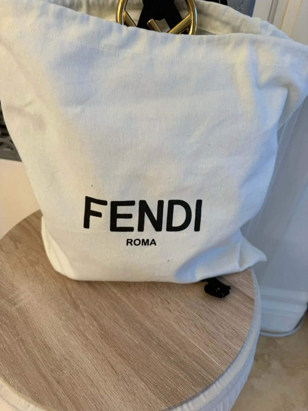 Fendi Black Leather Backpack with Brown Monogram Flap and Red Accents - Picture 11 of 11